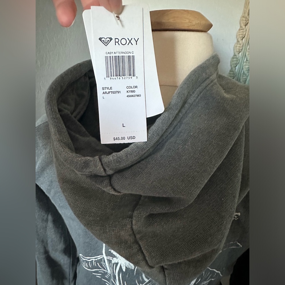 NWT Roxy women’s cropped hoodie washed gray size L - Picture 4 of 5